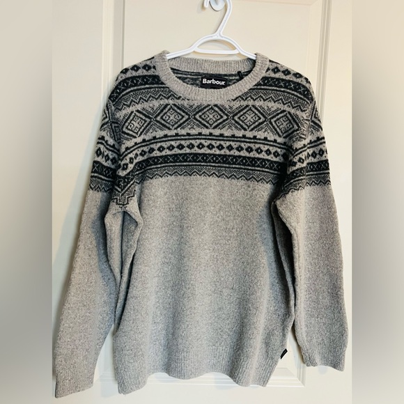 Barbour Grey Cove Neck Wool Blend Sweater XL Fits Like Large - Picture 2 of 9